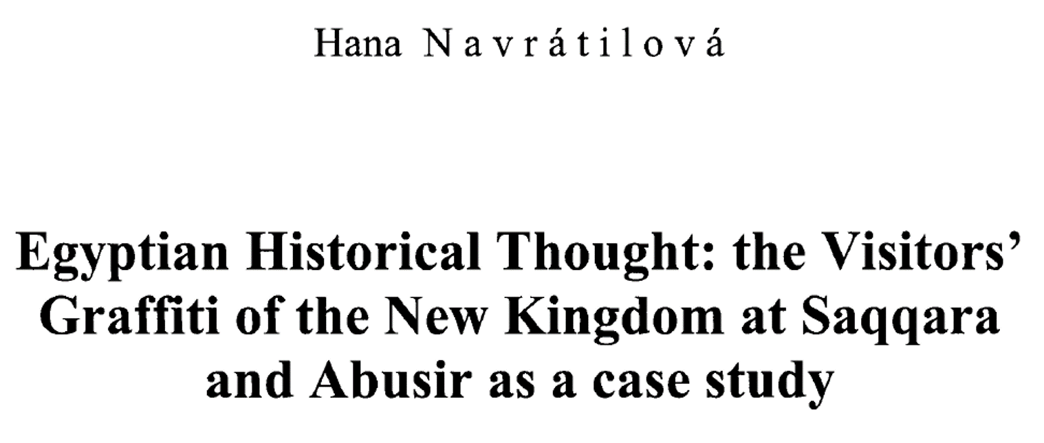 Tesis: Egyptian historical thought: the visitors’ graffiti of the New Kingdom at Saqqara and Abusir as a case study